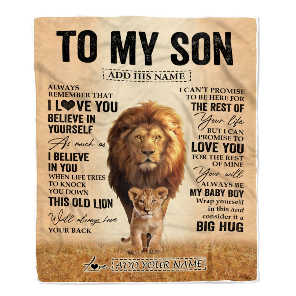 Personalized To My Son Gifts Blanket From Dad Father Always Remember Lion Gifts For Son Birthday Graduation Christmas Customized Fleece Throw Blanket | siriusteestore