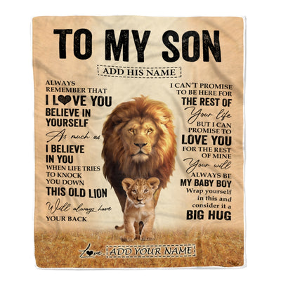 Personalized To My Son Gifts Blanket From Dad Father Always Remember Lion Gifts For Son Birthday Graduation Christmas Customized Fleece Throw Blanket | siriusteestore
