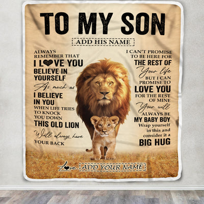 Personalized To My Son Gifts Blanket From Dad Father Always Remember Lion Gifts For Son Birthday Graduation Christmas Customized Fleece Throw Blanket | siriusteestore