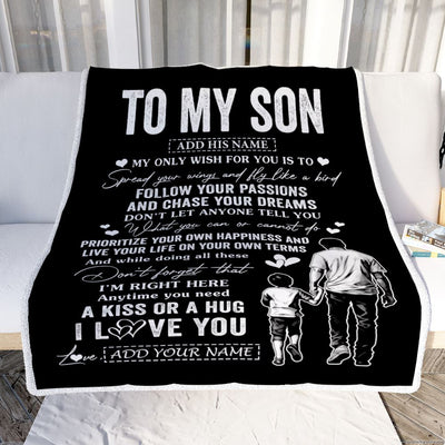 Personalized To My Son Gifts Blanket From Dad Father My Only Wish For You Son Birthday Gifts Graduation Christmas Customized Fleece Throw Blanket | siriusteestore