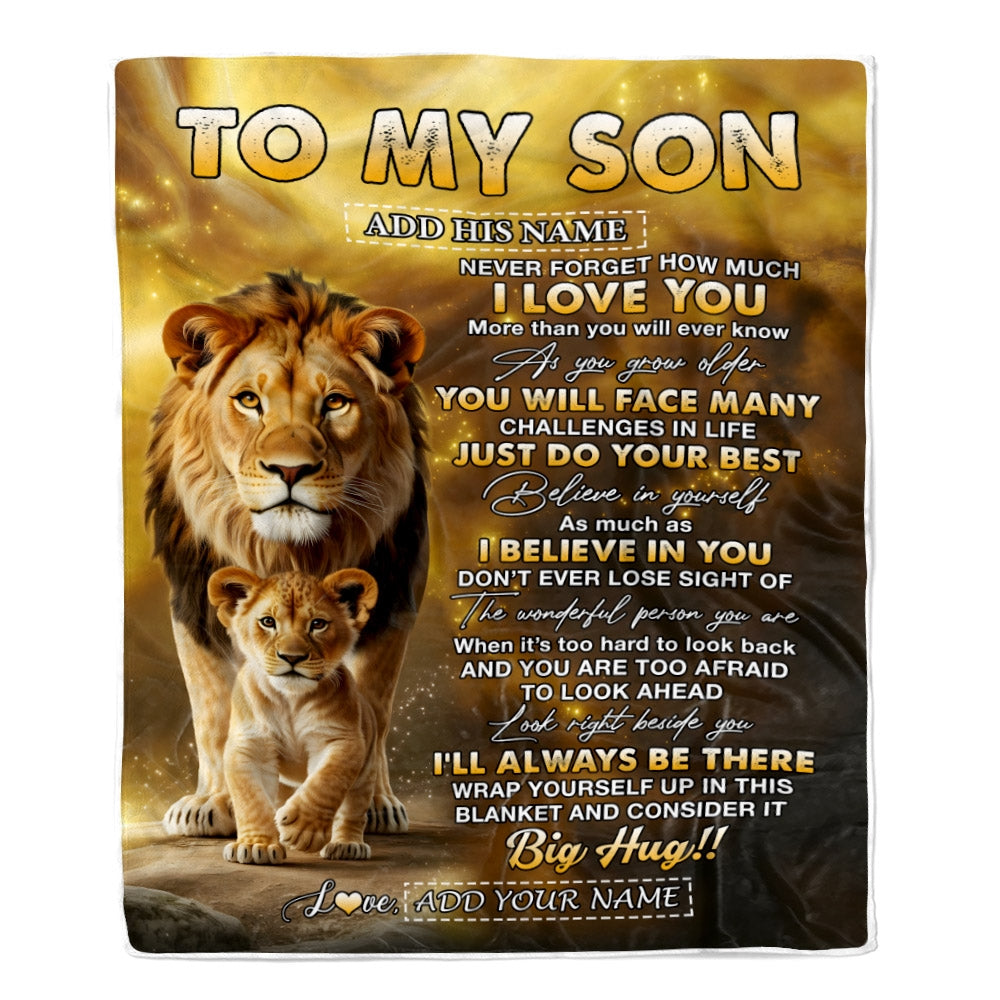 Personalized To My Son Gifts Blanket From Dad Father Never Forget How Much I Love You Lion Daughter Birthday Gifts Christmas Customized Fleece Blanket | siriusteestore