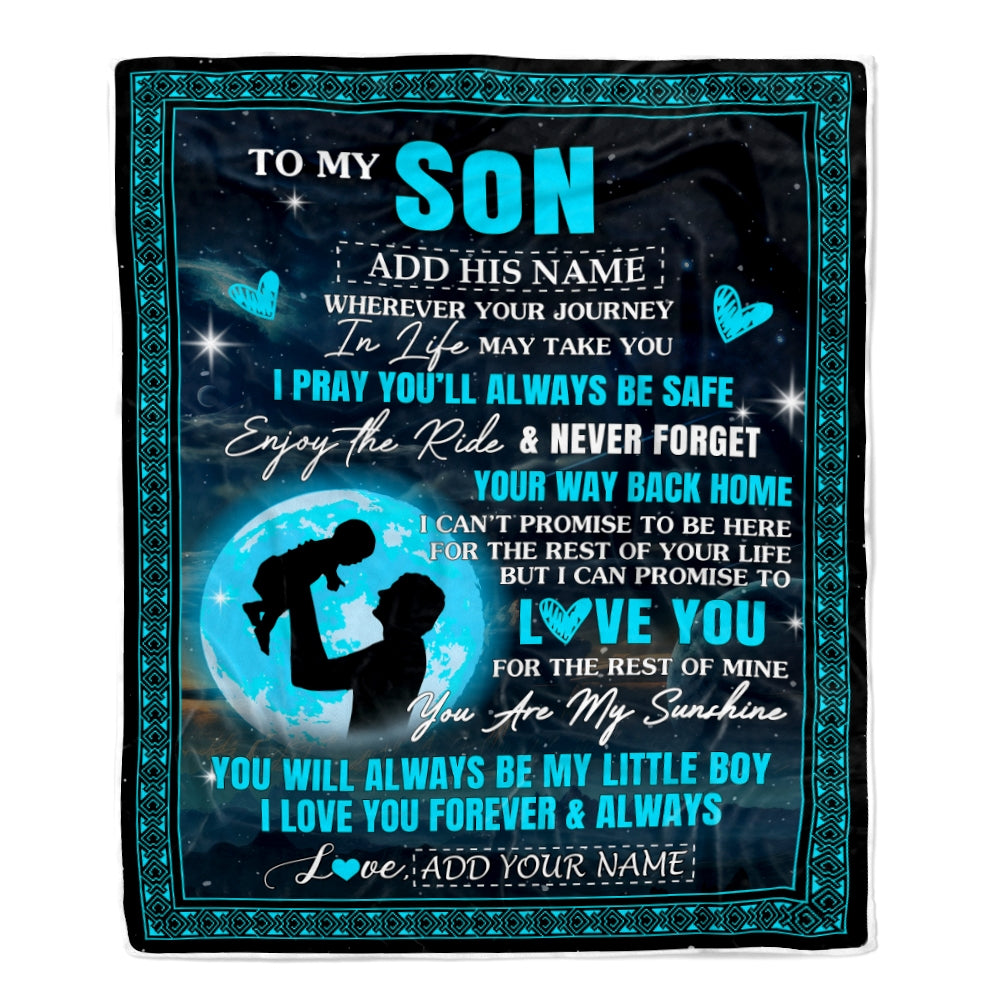 Personalized To My Son Gifts Blanket From Dad Father Promise To Love You Gifts For Son Birthday Graduation Christmas Custom Fleece Throw Blanket | siriusteestore