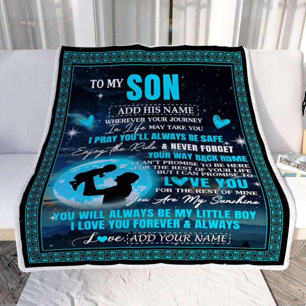 Personalized To My Son Gifts Blanket From Dad Father Promise To Love You Gifts For Son Birthday Graduation Christmas Custom Fleece Throw Blanket | siriusteestore