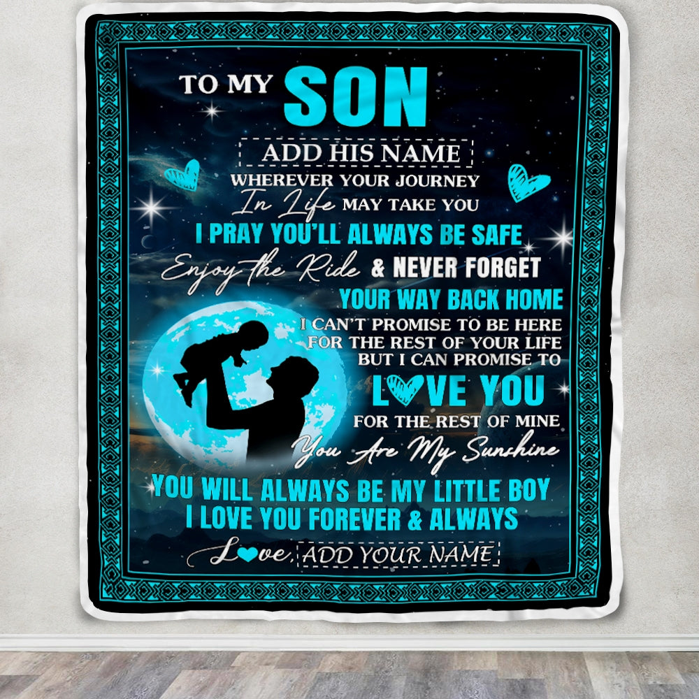 Personalized To My Son Gifts Blanket From Dad Father Promise To Love You Gifts For Son Birthday Graduation Christmas Custom Fleece Throw Blanket | siriusteestore