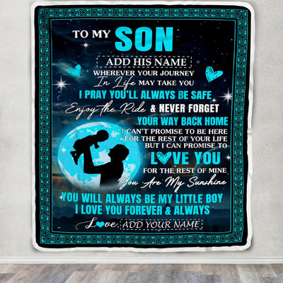 Personalized To My Son Gifts Blanket From Dad Father Promise To Love You Gifts For Son Birthday Graduation Christmas Custom Fleece Throw Blanket | siriusteestore