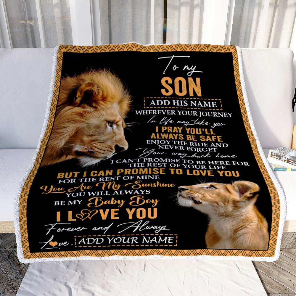 Personalized To My Son Gifts Blanket From Dad Father Wherever Your Journey In Life Lion Daughter Birthday Gifts Christmas Customized Fleece Blanket | siriusteestore