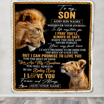 Personalized To My Son Gifts Blanket From Dad Father Wherever Your Journey In Life Lion Daughter Birthday Gifts Christmas Customized Fleece Blanket | siriusteestore