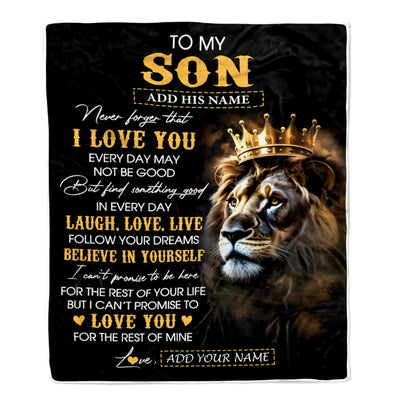 Personalized To My Son Gifts Blanket From Dad Mom Father Mother Laugh Love Live Lion Son Happy Birthday Gifts Graduation Christmas Customized Fleece Blanket | siriusteestore