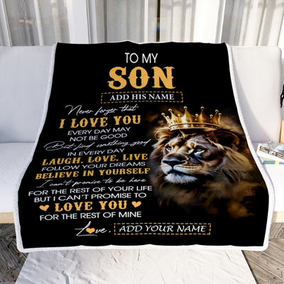 Personalized To My Son Gifts Blanket From Dad Mom Father Mother Laugh Love Live Lion Son Happy Birthday Gifts Graduation Christmas Customized Fleece Blanket | siriusteestore