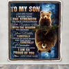Personalized To My Son Gifts Blanket From Mom Dad Mother Father I Wish You The Strength Bear Son Birthday Gifts Christmas Graduation Custom Fleece Blanket | siriusteestore