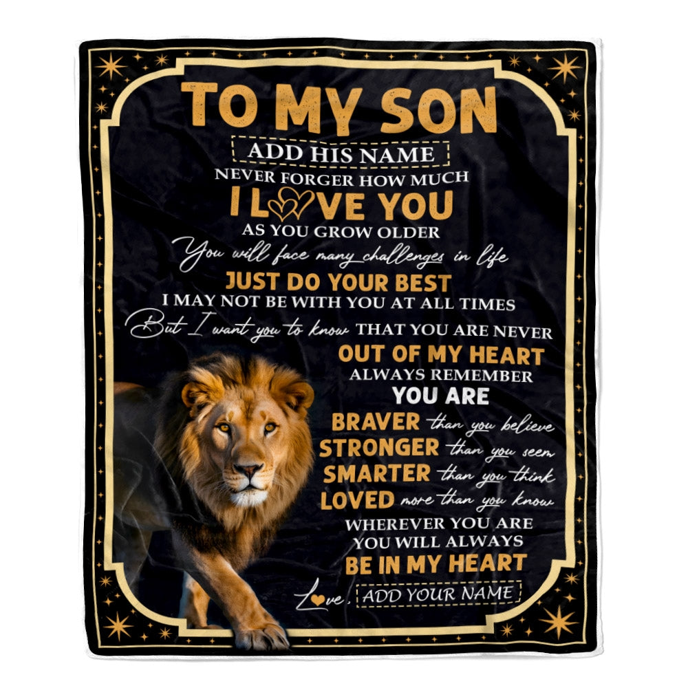 Personalized To My Son Gifts Blanket From Mom Dad Mother Father Inspirational I Love You Lion Son Birthday Gifts Graduation Christmas Custom Fleece Blanket | siriusteestore