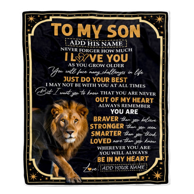 Personalized To My Son Gifts Blanket From Mom Dad Mother Father Inspirational I Love You Lion Son Birthday Gifts Graduation Christmas Custom Fleece Blanket | siriusteestore