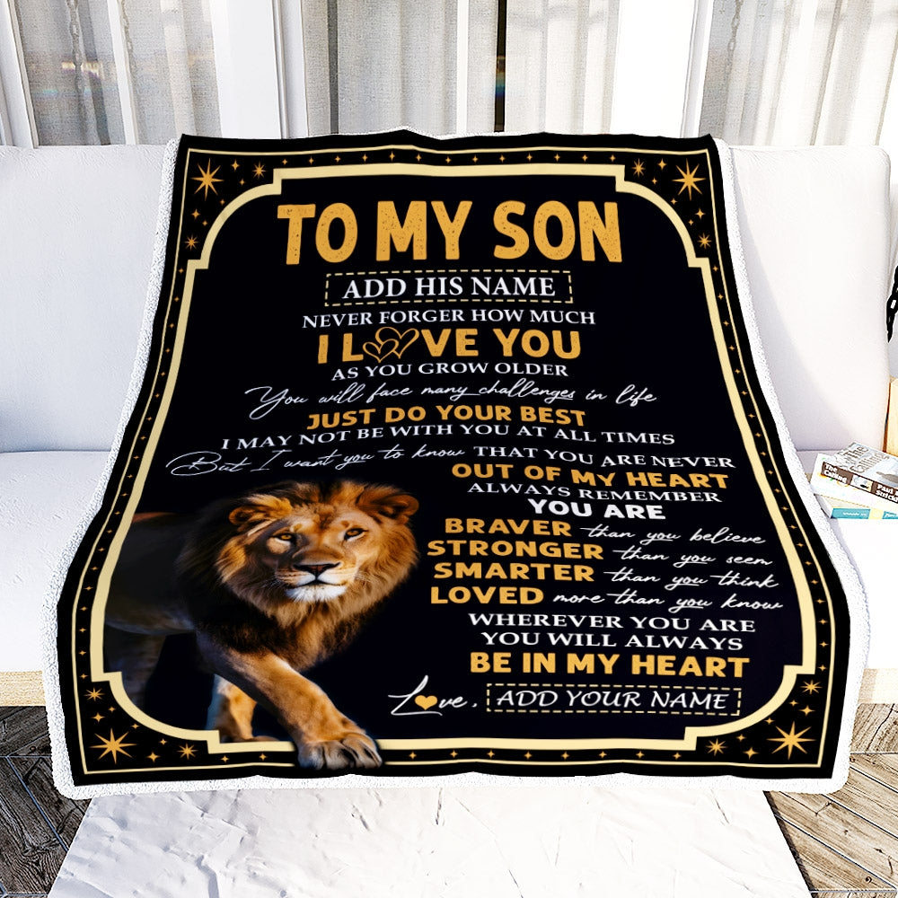 Personalized To My Son Gifts Blanket From Mom Dad Mother Father Inspirational I Love You Lion Son Birthday Gifts Graduation Christmas Custom Fleece Blanket | siriusteestore