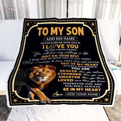 Personalized To My Son Gifts Blanket From Mom Dad Mother Father Inspirational I Love You Lion Son Birthday Gifts Graduation Christmas Custom Fleece Blanket | siriusteestore