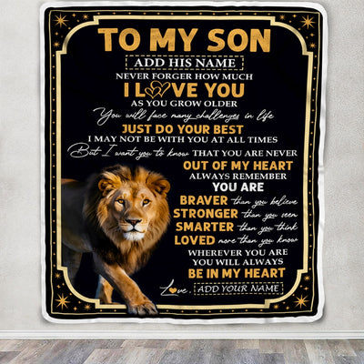 Personalized To My Son Gifts Blanket From Mom Dad Mother Father Inspirational I Love You Lion Son Birthday Gifts Graduation Christmas Custom Fleece Blanket | siriusteestore