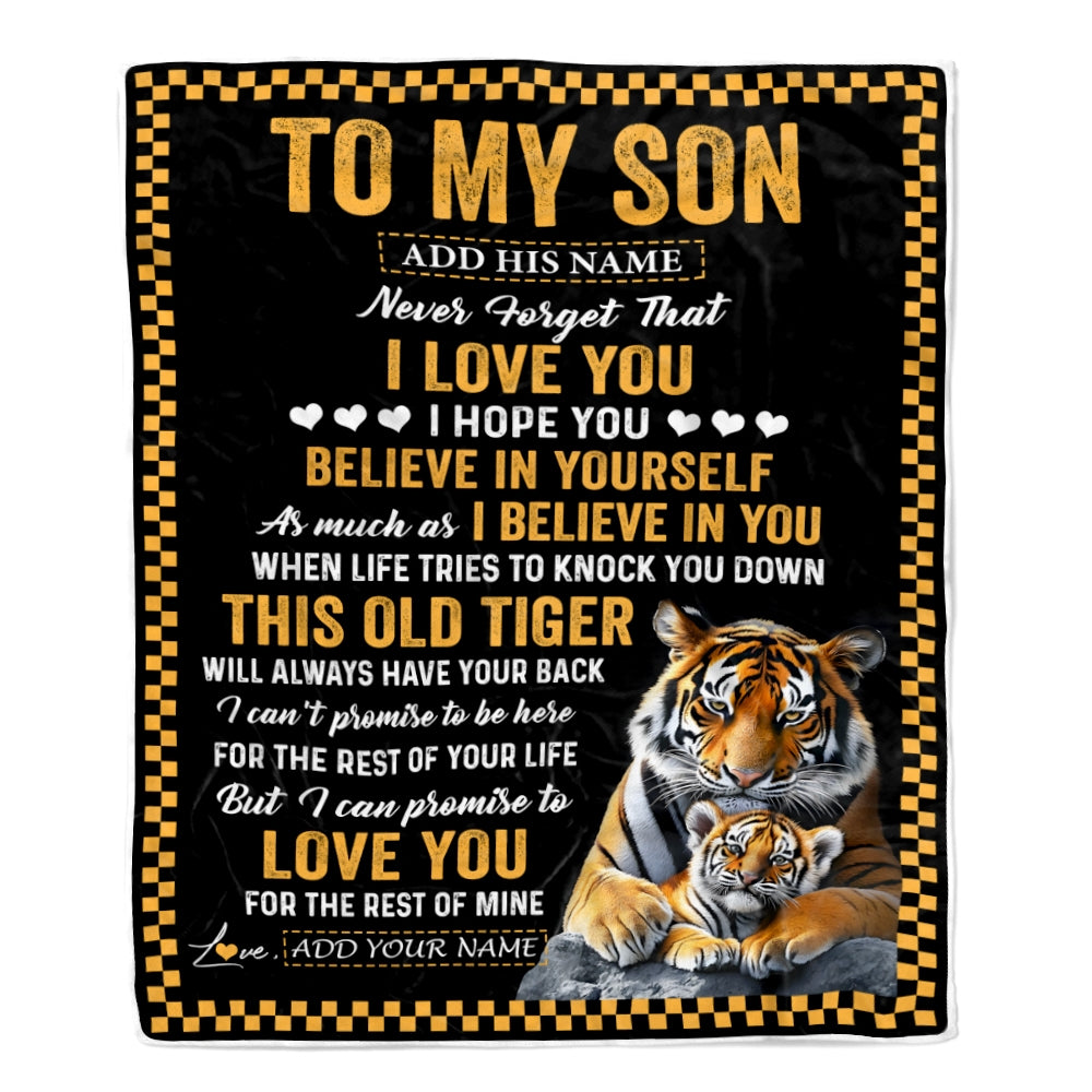 Personalized To My Son Gifts Blanket From Mom Dad Mother Father This Old Tiger Love You Son Birthday Gifts Graduation Christmas Customized Fleece Blanket | siriusteestore
