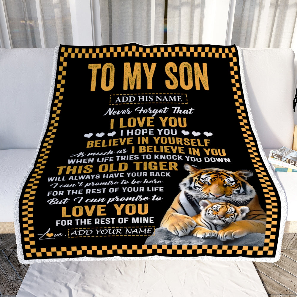 Personalized To My Son Gifts Blanket From Mom Dad Mother Father This Old Tiger Love You Son Birthday Gifts Graduation Christmas Customized Fleece Blanket | siriusteestore