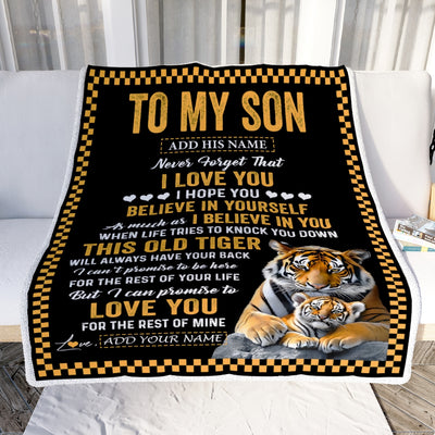 Personalized To My Son Gifts Blanket From Mom Dad Mother Father This Old Tiger Love You Son Birthday Gifts Graduation Christmas Customized Fleece Blanket | siriusteestore