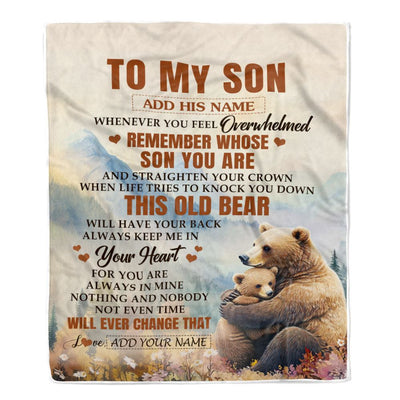Personalized To My Son Gifts Blanket From Mom Dad Mother Father Whenever Bear Unique Birthday Gifts For Son Graduation Christmas Custom Fleece Throw Blanket | siriusteestore