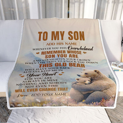 Personalized To My Son Gifts Blanket From Mom Dad Mother Father Whenever Bear Unique Birthday Gifts For Son Graduation Christmas Custom Fleece Throw Blanket | siriusteestore
