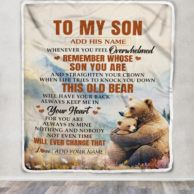 Personalized To My Son Gifts Blanket From Mom Dad Mother Father Whenever Bear Unique Birthday Gifts For Son Graduation Christmas Custom Fleece Throw Blanket | siriusteestore