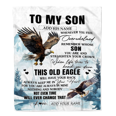 Personalized To My Son Gifts Blanket From Mom Dad Mother Father Whenever Eagle Unique Birthday Gifts For Son Graduation Christmas Custom Fleece Throw Blanket | siriusteestore