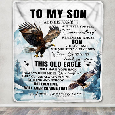 Personalized To My Son Gifts Blanket From Mom Dad Mother Father Whenever Eagle Unique Birthday Gifts For Son Graduation Christmas Custom Fleece Throw Blanket | siriusteestore