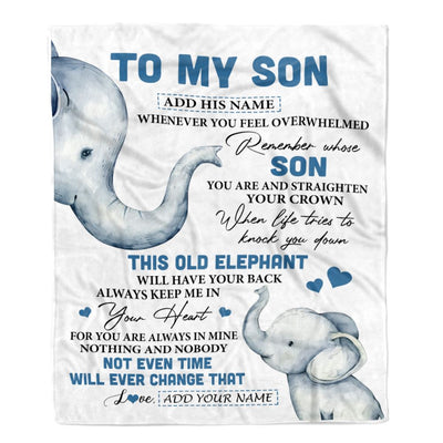 Personalized To My Son Gifts Blanket From Mom Dad Mother Father Whenever Elephant Unique Birthday Gifts For Son Graduation Christmas Fleece Throw Blanket | siriusteestore