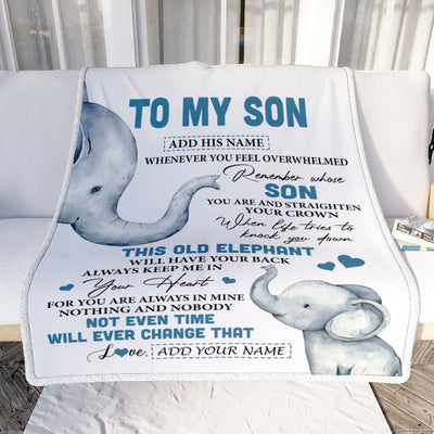 Personalized To My Son Gifts Blanket From Mom Dad Mother Father Whenever Elephant Unique Birthday Gifts For Son Graduation Christmas Fleece Throw Blanket | siriusteestore