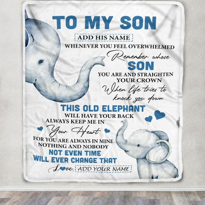 Personalized To My Son Gifts Blanket From Mom Dad Mother Father Whenever Elephant Unique Birthday Gifts For Son Graduation Christmas Fleece Throw Blanket | siriusteestore