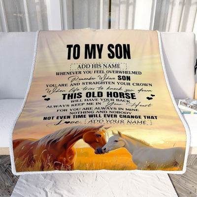 Personalized To My Son Gifts Blanket From Mom Dad Mother Father Whenever Horse Unique Birthday Gifts For Son Graduation Christmas Custom Fleece Throw Blanket | siriusteestore