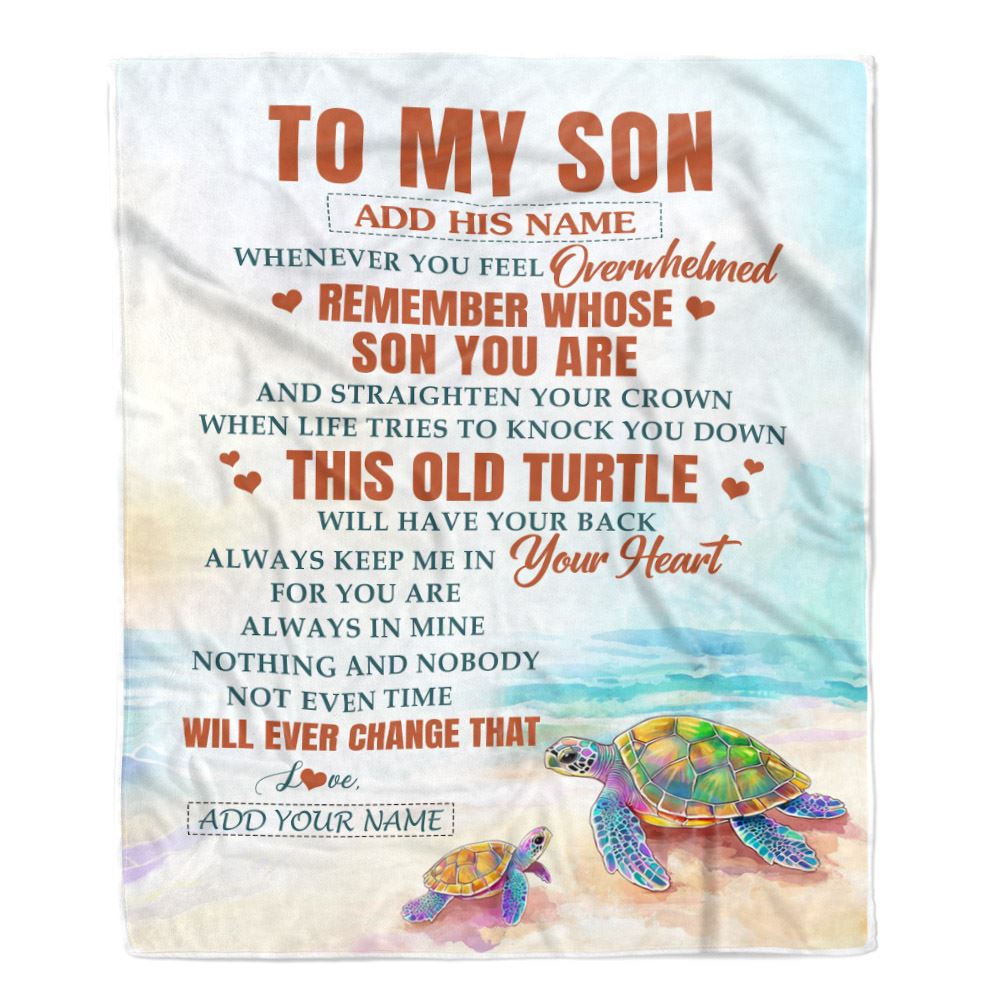 Personalized To My Son Gifts Blanket From Mom Dad Mother Father Whenever Turtle Unique Birthday Gifts For Son Graduation Christmas Custom Fleece Throw Blanket | siriusteestore
