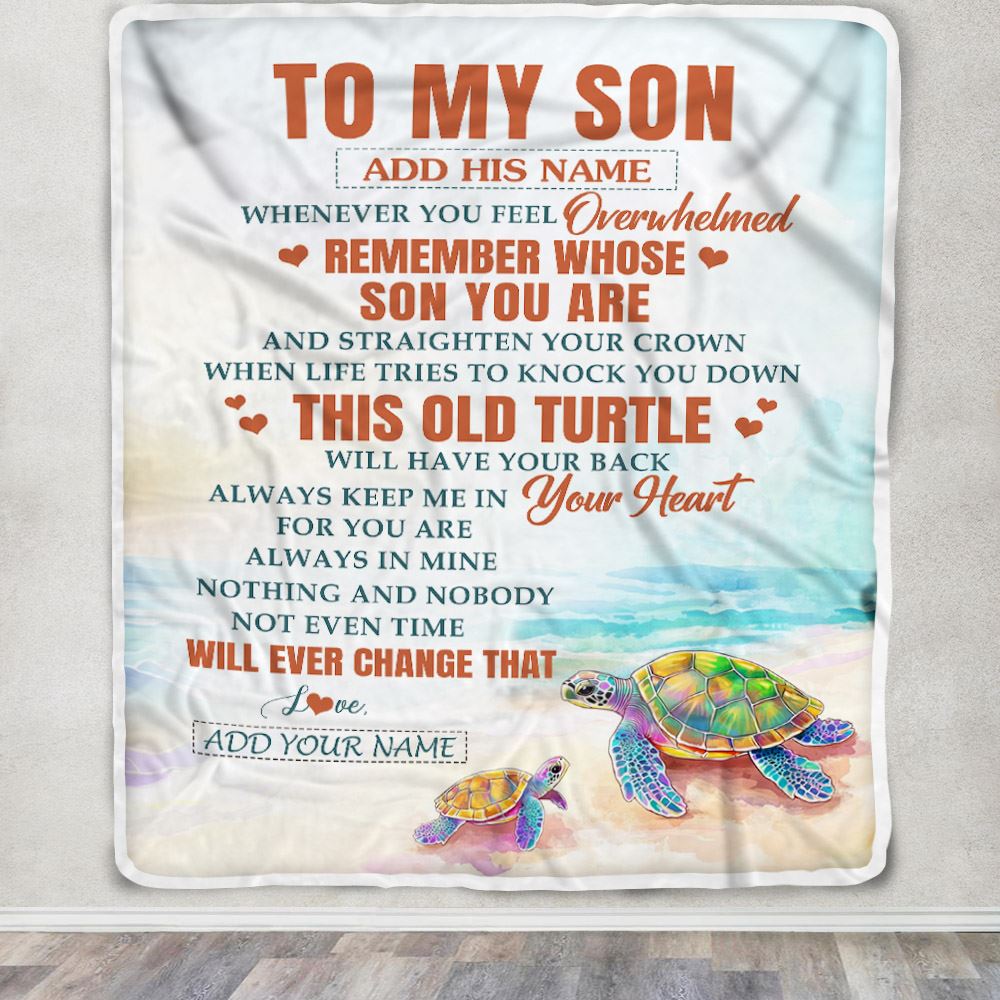Personalized To My Son Gifts Blanket From Mom Dad Mother Father Whenever Turtle Unique Birthday Gifts For Son Graduation Christmas Custom Fleece Throw Blanket | siriusteestore