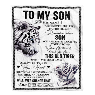 Personalized To My Son Gifts Blanket From Mom Dad Mother Father Whenever White Tiger Unique Birthday Gifts For Son Graduation Christmas Fleece Throw Blanket | siriusteestore