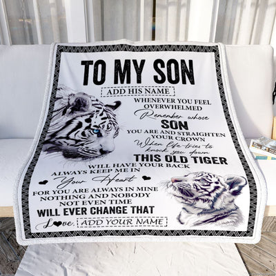 Personalized To My Son Gifts Blanket From Mom Dad Mother Father Whenever White Tiger Unique Birthday Gifts For Son Graduation Christmas Fleece Throw Blanket | siriusteestore