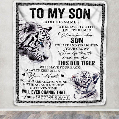 Personalized To My Son Gifts Blanket From Mom Dad Mother Father Whenever White Tiger Unique Birthday Gifts For Son Graduation Christmas Fleece Throw Blanket | siriusteestore