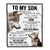 Personalized To My Son Gifts Blanket From Mom Dad Mother Father Whenever Wolf Unique Birthday Gifts For Son Graduation Christmas Custom Fleece Throw Blanket | siriusteestore