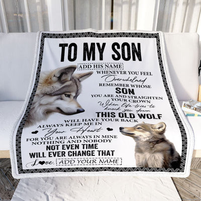 Personalized To My Son Gifts Blanket From Mom Dad Mother Father Whenever Wolf Unique Birthday Gifts For Son Graduation Christmas Custom Fleece Throw Blanket | siriusteestore