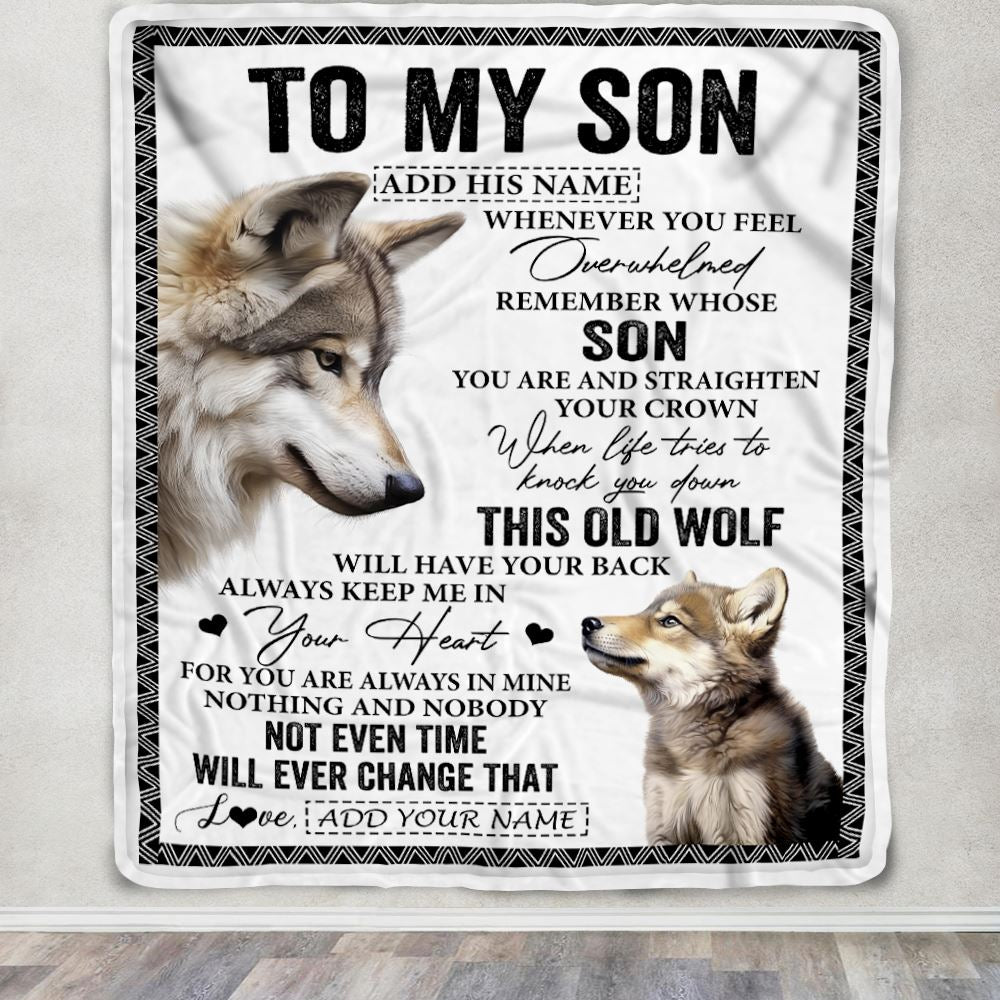 Personalized To My Son Gifts Blanket From Mom Dad Mother Father Whenever Wolf Unique Birthday Gifts For Son Graduation Christmas Custom Fleece Throw Blanket | siriusteestore