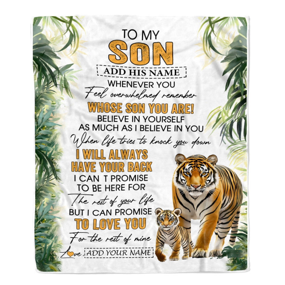 Personalized To My Son Gifts Blanket From Mom Dad Mother Father Whenever You Feel Tiger Son Birthday Gifts Graduation Christmas Customized Fleece Blanket | siriusteestore