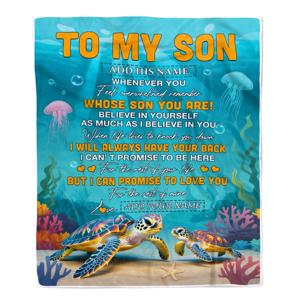 Personalized To My Son Gifts Blanket From Mom Dad Mother Father Whenever You Feel Turtle Son Birthday Gifts Graduation Christmas Customized Fleece Blanket | siriusteestore