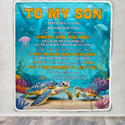 Personalized To My Son Gifts Blanket From Mom Dad Mother Father Whenever You Feel Turtle Son Birthday Gifts Graduation Christmas Customized Fleece Blanket | siriusteestore