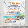Personalized To My Son Gifts Blanket From Mom Dad Mother Wherever Your Journey In Life Turtle Son Birthday Gifts Graduation Customized Fleece Throw Blanket | siriusteestore