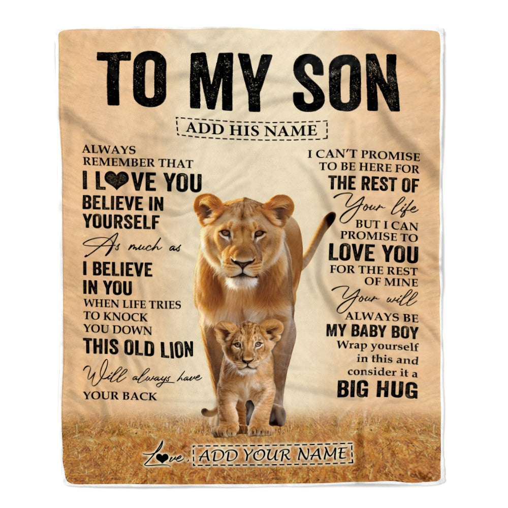 Personalized To My Son Gifts Blanket From Mom Mother Always Remember Lion Gifts For Son Birthday Graduation Christmas Customized Fleece Throw Blanket | siriusteestore