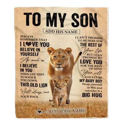 Personalized To My Son Gifts Blanket From Mom Mother Always Remember Lion Gifts For Son Birthday Graduation Christmas Customized Fleece Throw Blanket | siriusteestore