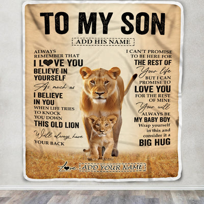 Personalized To My Son Gifts Blanket From Mom Mother Always Remember Lion Gifts For Son Birthday Graduation Christmas Customized Fleece Throw Blanket | siriusteestore
