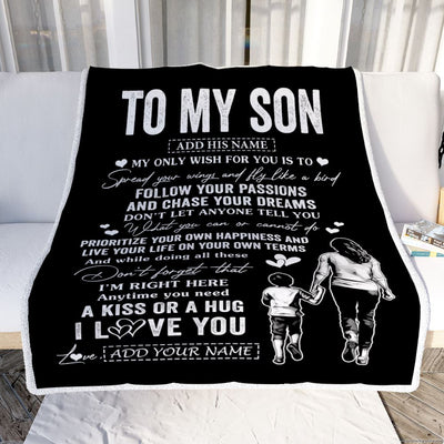 Personalized To My Son Gifts Blanket From Mom Mother My Only Wish For You Son Birthday Gifts Graduation Christmas Customized Fleece Throw Blanket | siriusteestore