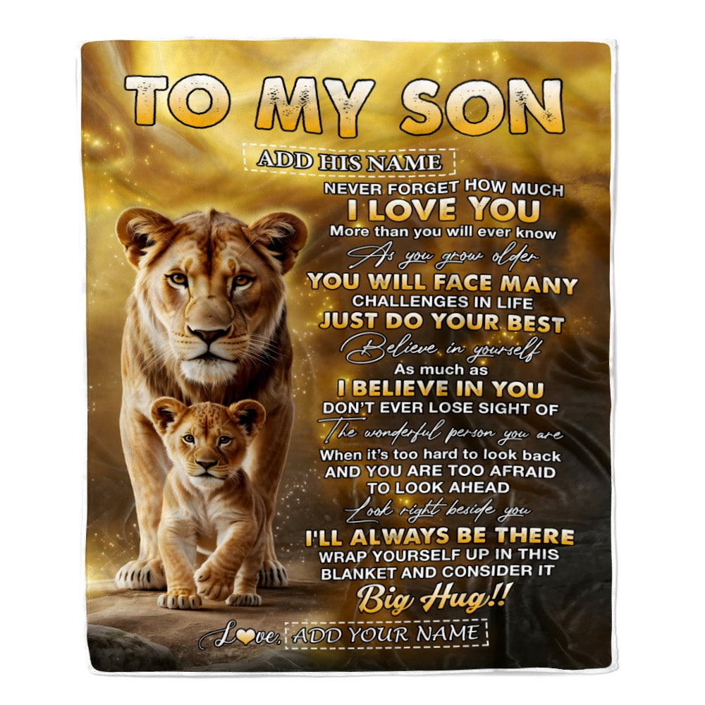 Personalized To My Son Gifts Blanket From Mom Mother Never Forget How Much I Love You Lion Daughter Birthday Gifts Christmas Customized Fleece Throw Blanket | siriusteestore