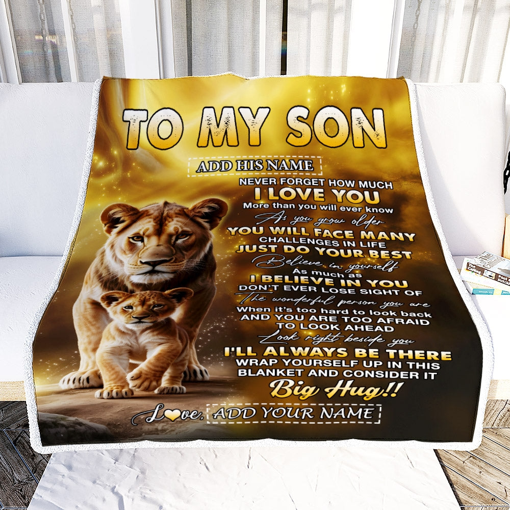 Personalized To My Son Gifts Blanket From Mom Mother Never Forget How Much I Love You Lion Daughter Birthday Gifts Christmas Customized Fleece Throw Blanket | siriusteestore
