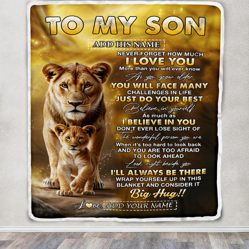 Personalized To My Son Gifts Blanket From Mom Mother Never Forget How Much I Love You Lion Daughter Birthday Gifts Christmas Customized Fleece Throw Blanket | siriusteestore